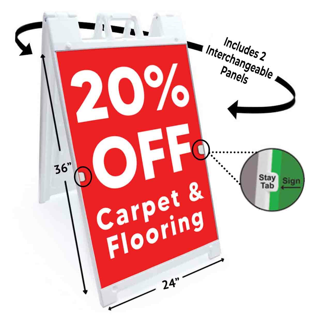 20% Off Carpet & Flooring Signicade 24×36 A Frame Sidewalk Sign Double Sided