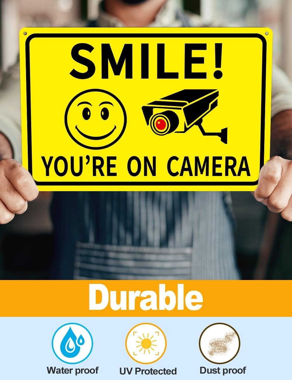 4-Pack Smile Youre On Camera Signs 8×12 Rust Free Aluminum Video Surveillance