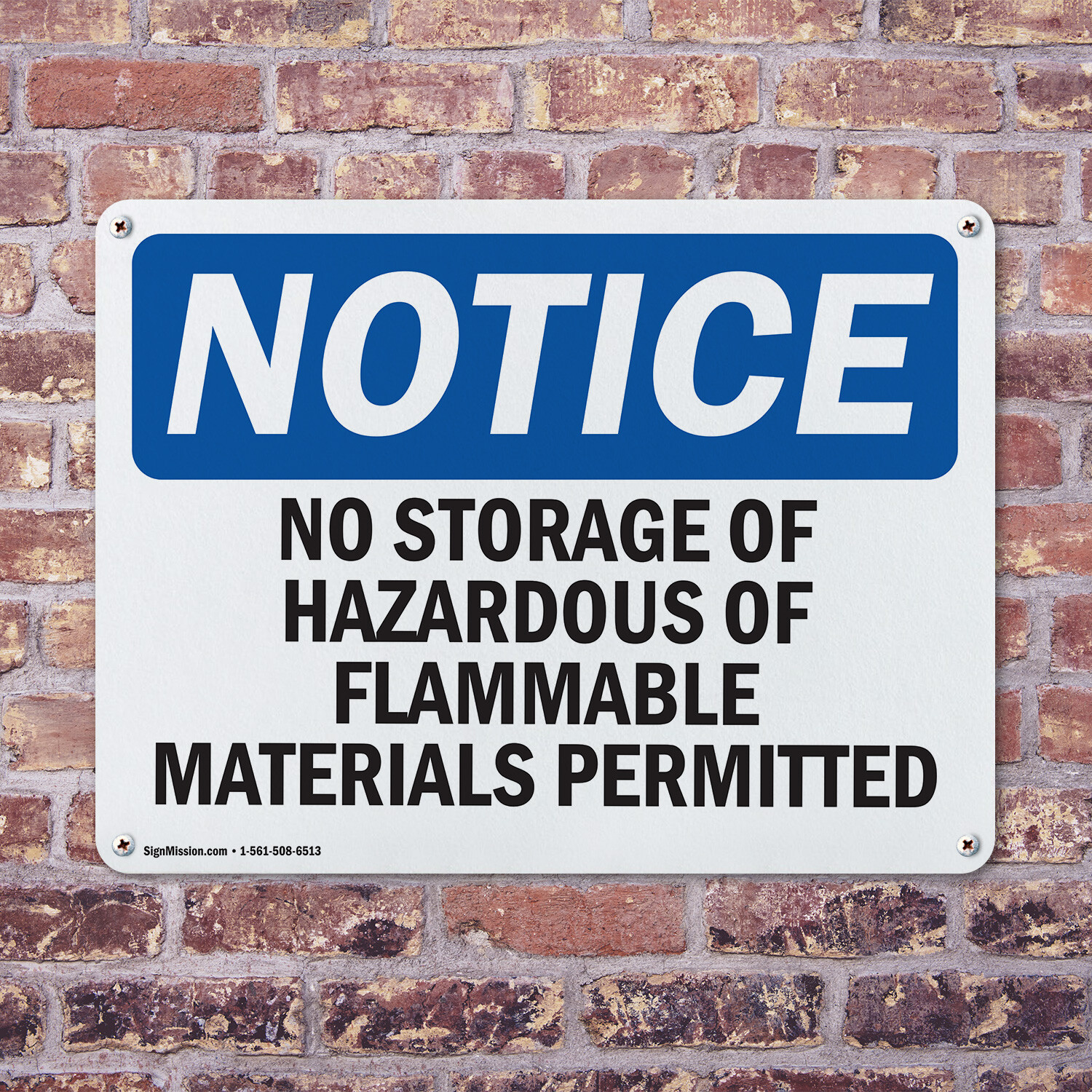 (2 Pack) No Storage Of Hazardous Or Flammable Materials OSHA Notice Sign Decal