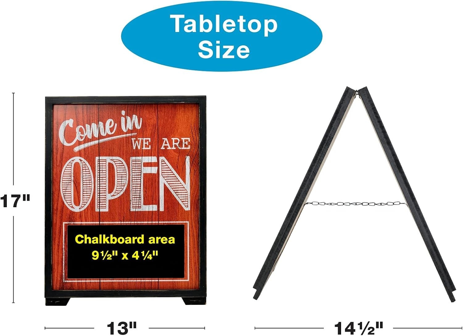 Double Sided A-Frame Open Closed Sign w Chalkboard Rustic Standing Come In Board