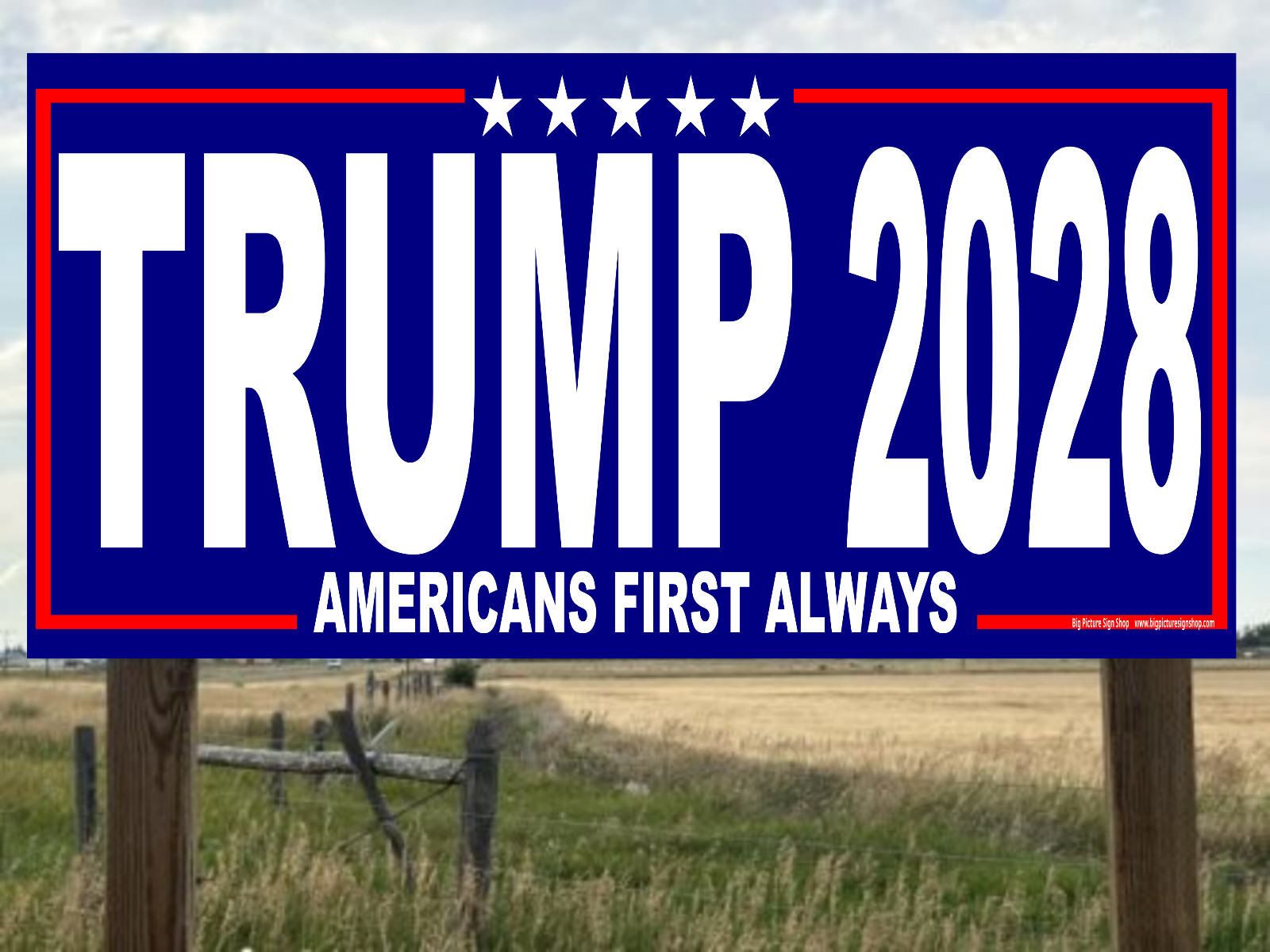 TRUMP 2028 Americans First Always -HUGE Banners-3 Choices Blu Rd Wh-45 Sizes-USA