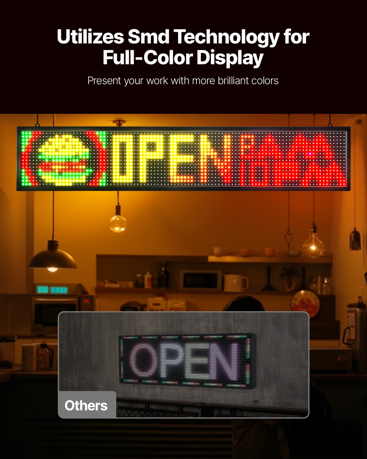VEVOR 40×8 in Programmable LED Sign Digital Scrolling Display Board P10