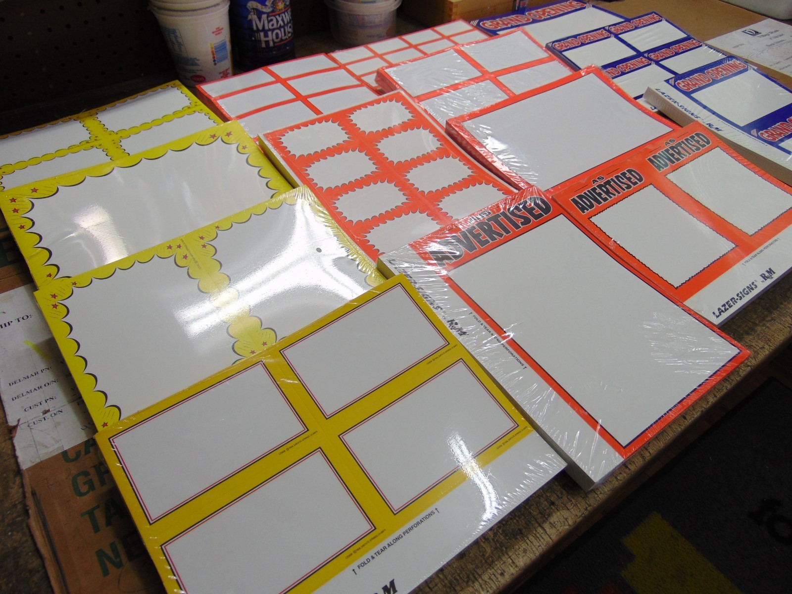 400 Blank 3.5″ x 5.5″ Orange Border Business Retail Sale Sign Cards, Printable!