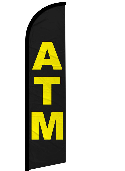 ATM – Windless Swooper Feather Flag 2.5×11.5 ft Tall Large Banner Sign kf
