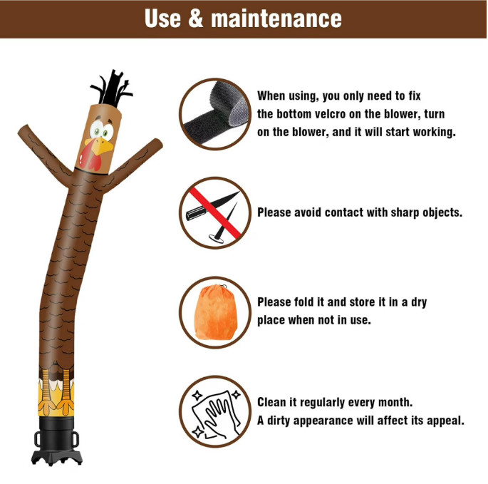 NEW 6 FT Thanksgiving Turkey Inflatable Tube Man (Blower Not Included)