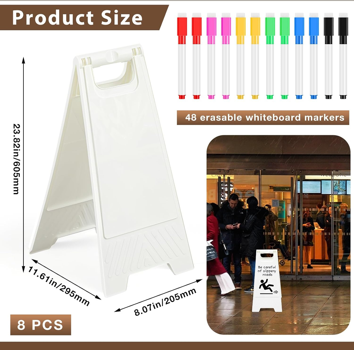8 Pack A-Frame Sandwich Board Dry Erase Sidewalk Sign 24×12 Double Sided