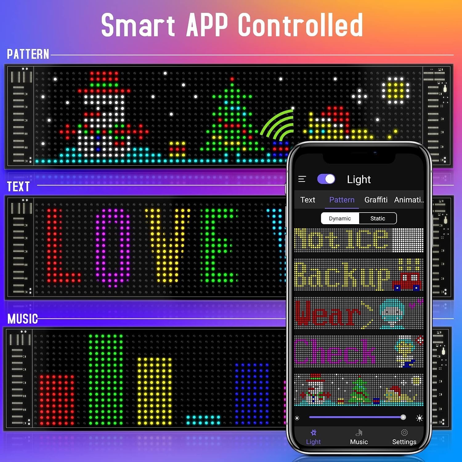 Lightweight Scrolling LED Sign – App-Controlled Advertising for Cars & Bars