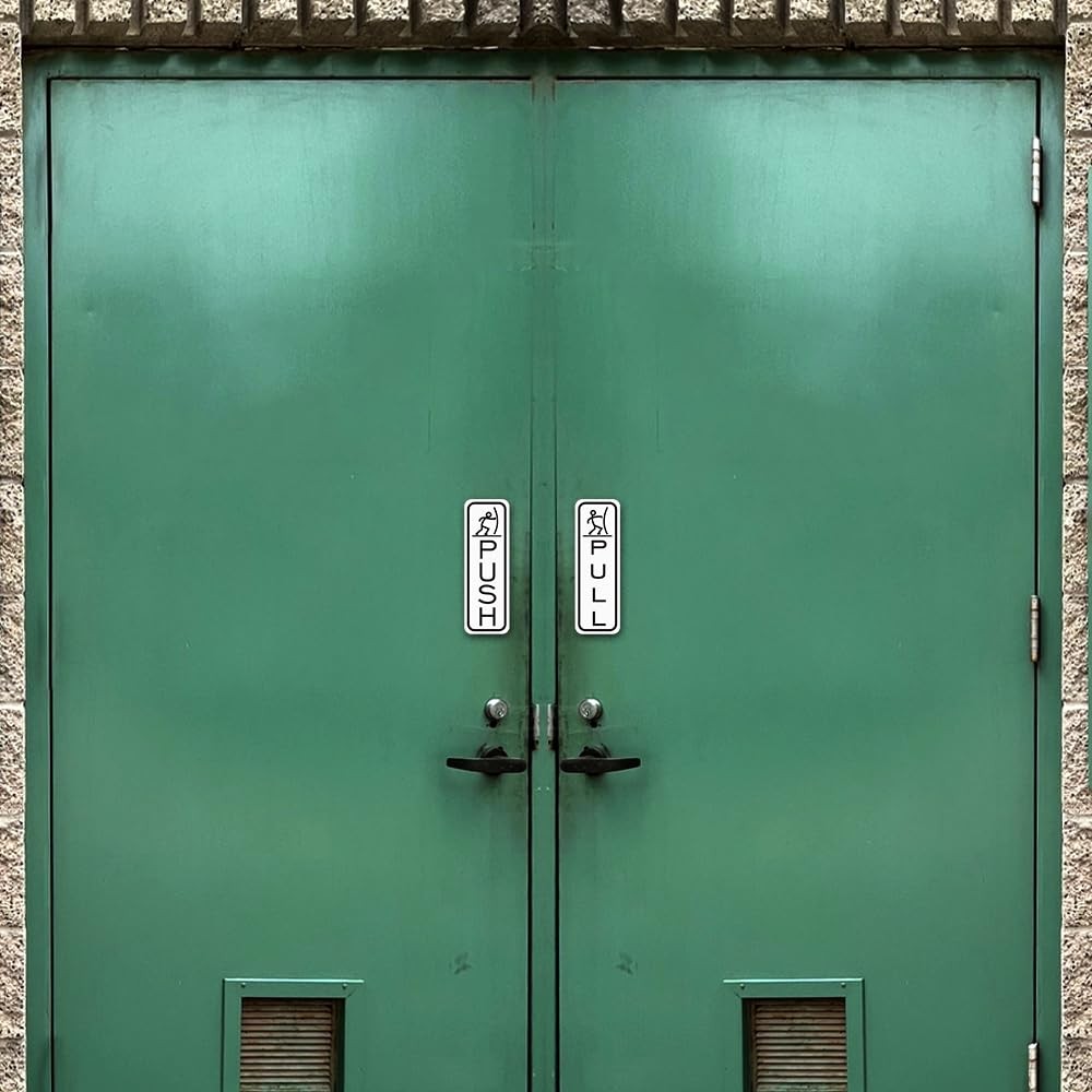 All Quality Classic Fun Push Pull Door Signs – Durable Material Sets Two Signs