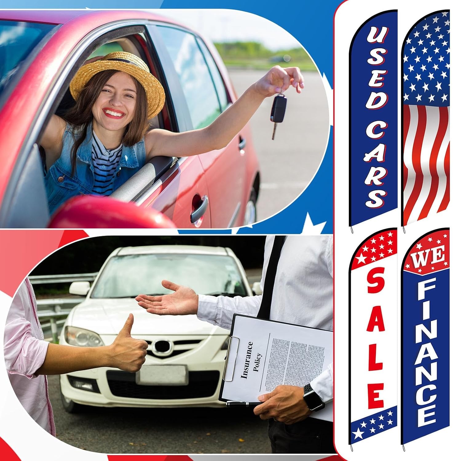 Used Car Flags 4 Pack 12ft Windless Auto Swooper Car Lot Feather Flags for