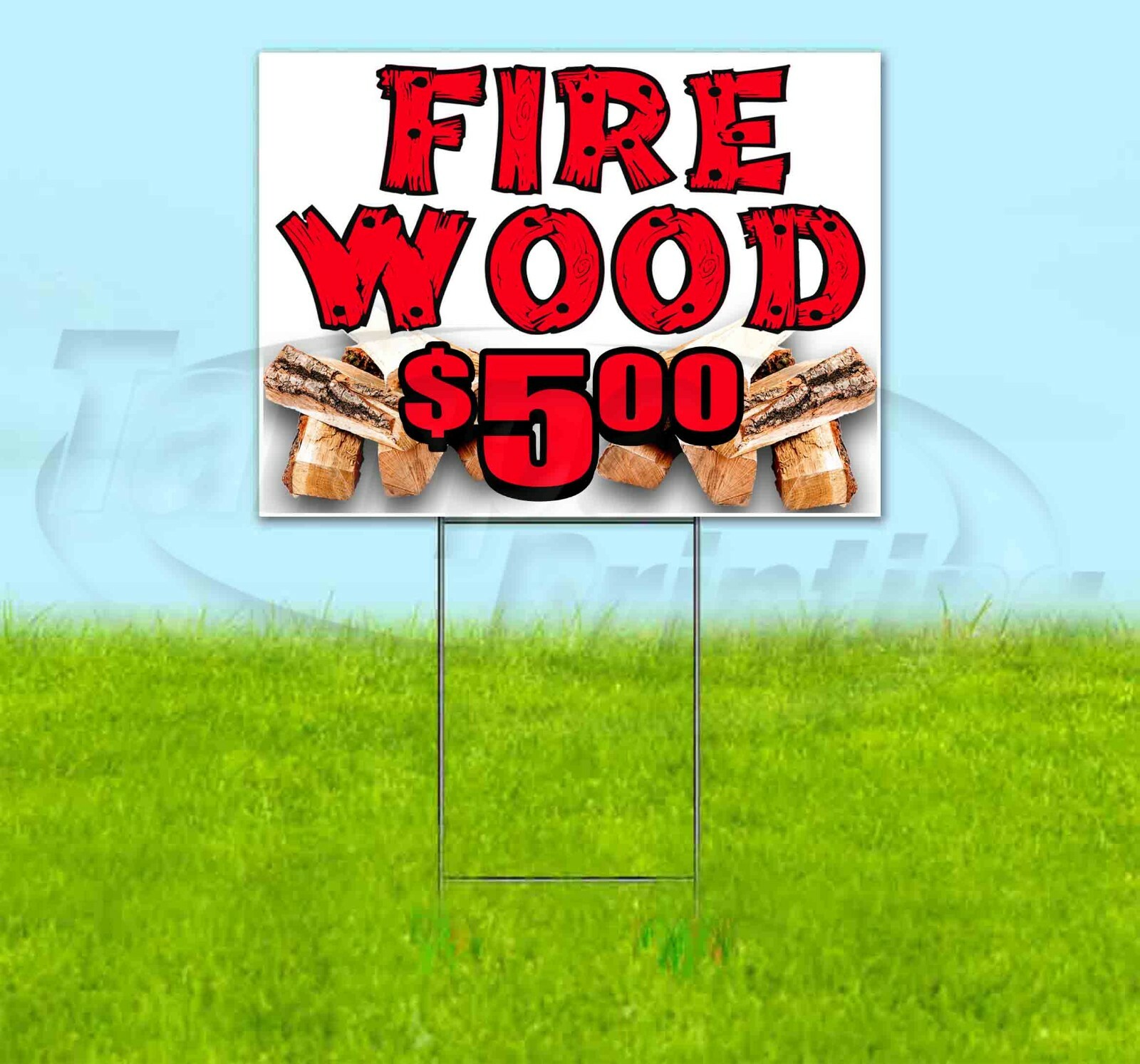 FIREWOOD $5 Yard Sign Corrugated Plastic Bandit Lawn Decorations USA