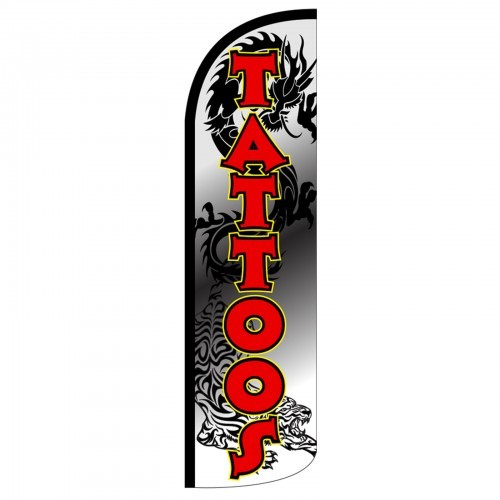 Tattoos Swooper Flag Only Windless 3′ Wide Sign Banner Black Red