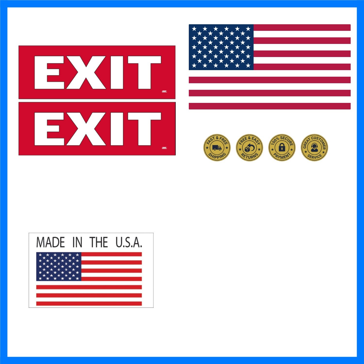 2 Pack Exit Red Sticker Set Sign Warning 9×3 Inch Vinyl Decal Indoor Outdoor …