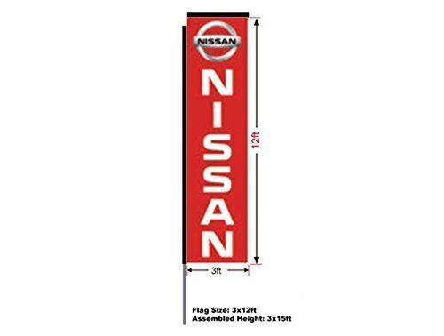 Nissan Automotive Rectangular Flag, 15′ Pole and Ground Spike, 3’W x 12’H