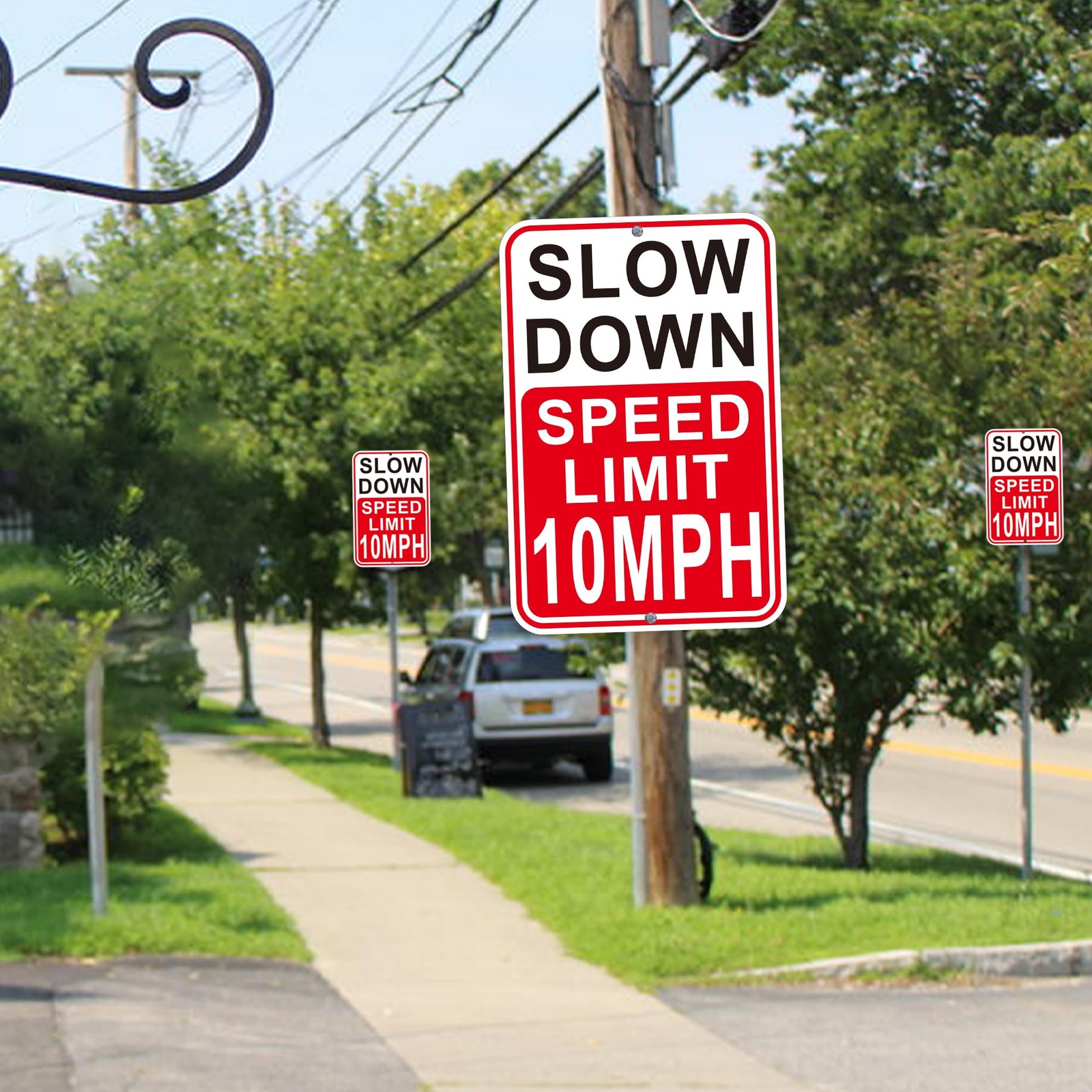 2Pack Slow Down Speed Limit 10MPH Sign 18×12 Inches Reflective Aluminum Fade …