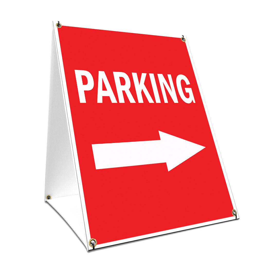 A-frame Sidewalk Sign Parking With Arrow With Graphics On Each Side