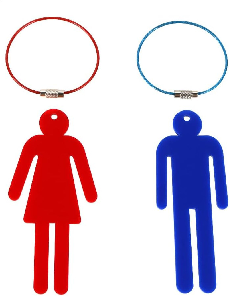 Men Women Unisex Acrylic Restroom Dressing Room Keychains Tags with Wire Rings f