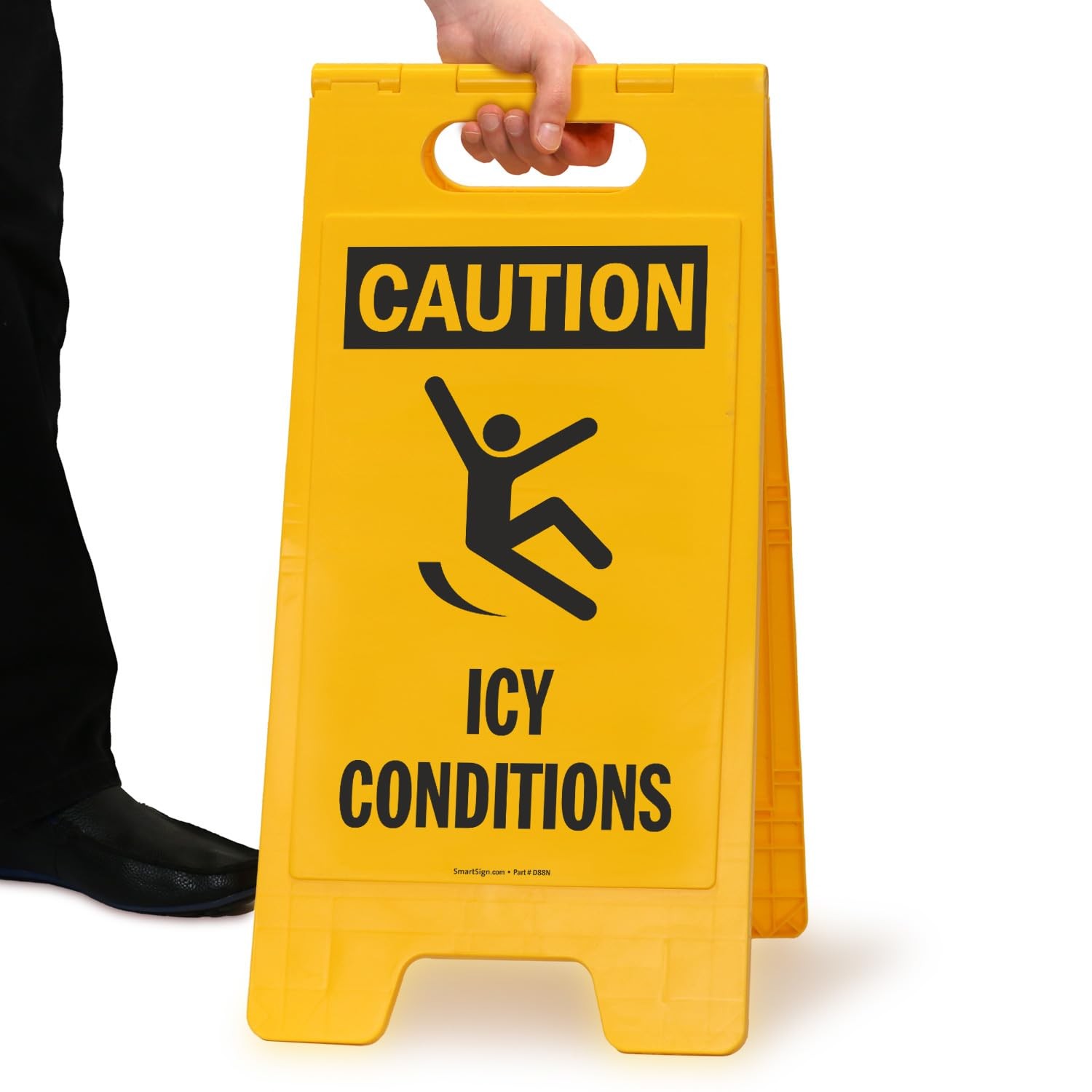 25×12 Inch Caution Icy Conditions TwoSided Folding Floor Sign 1 PC