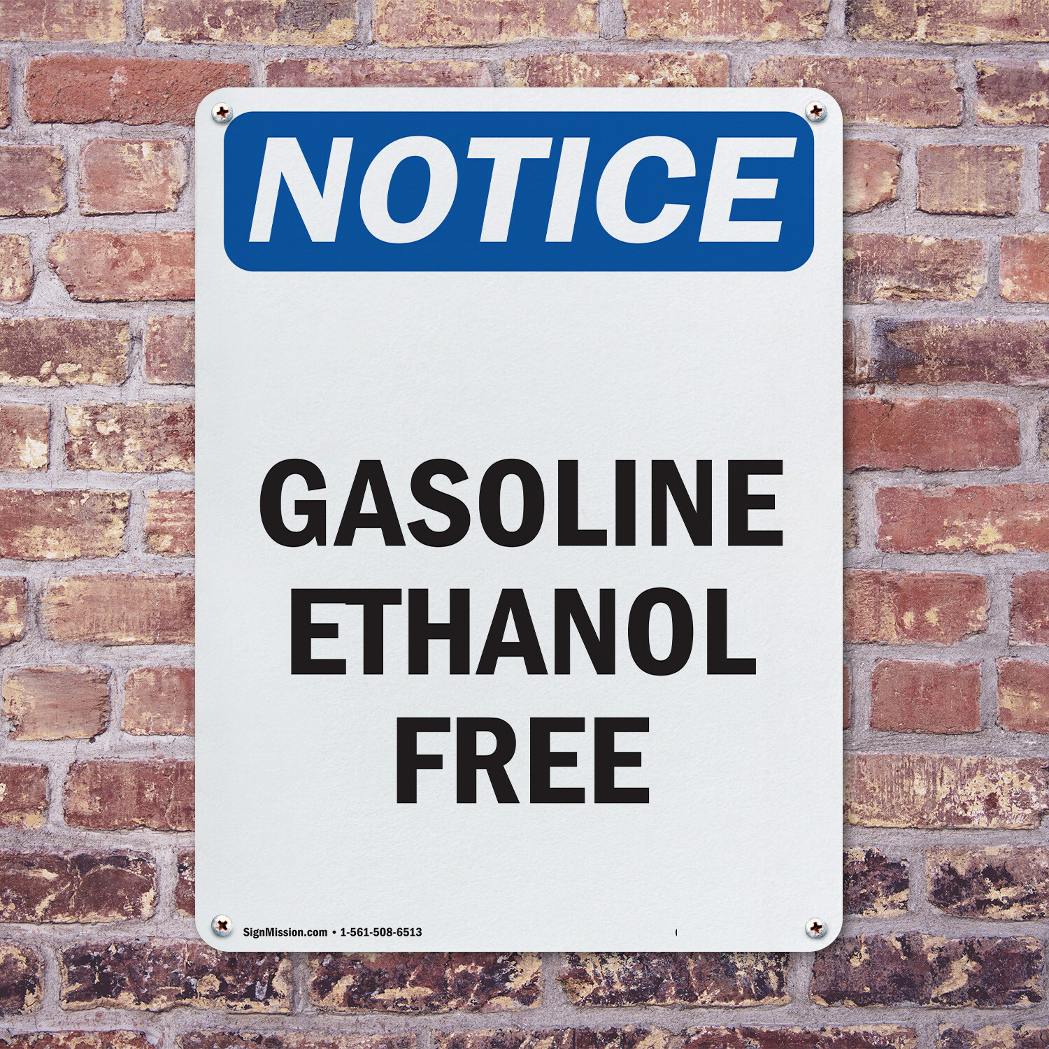 (2 Pack) Gasoline Ethanol Free OSHA Notice Sign Decal Metal Plastic