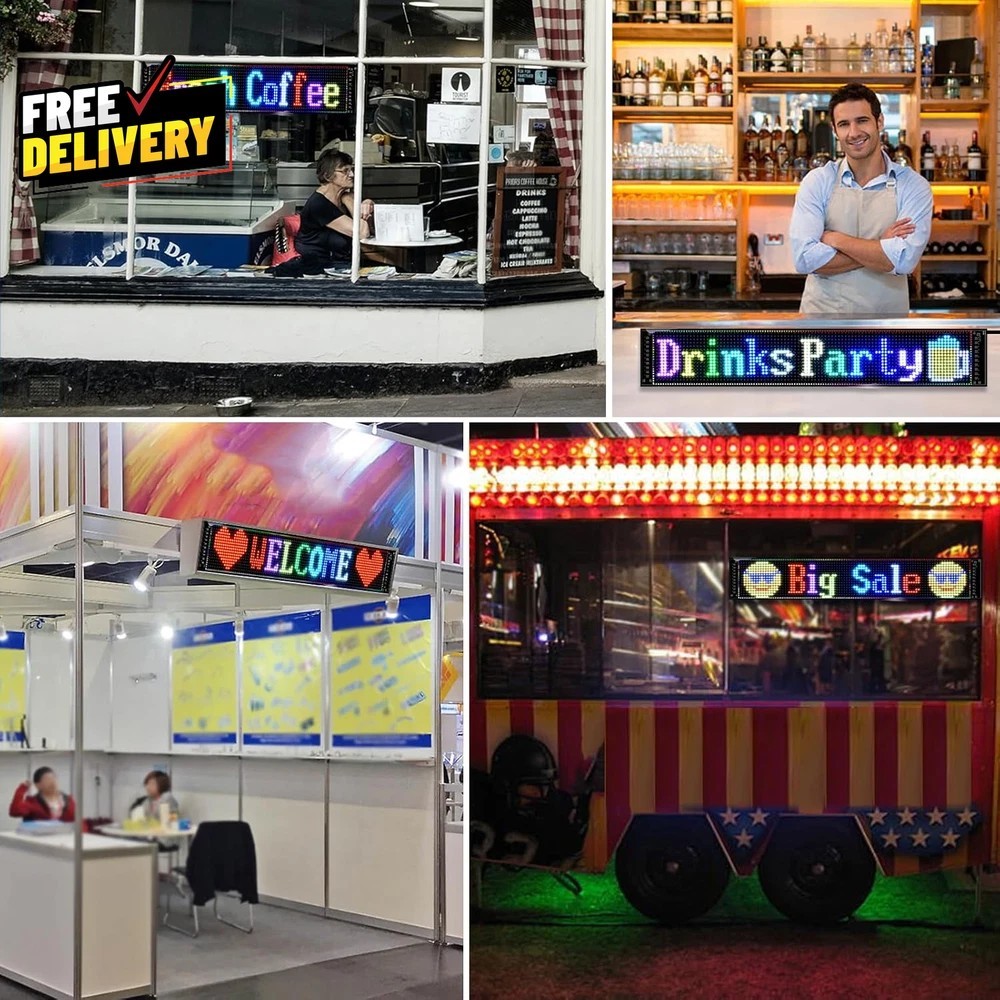 Programmable LED Signs Flexible Scrolling LED Display Bluetooth APP Control…..
