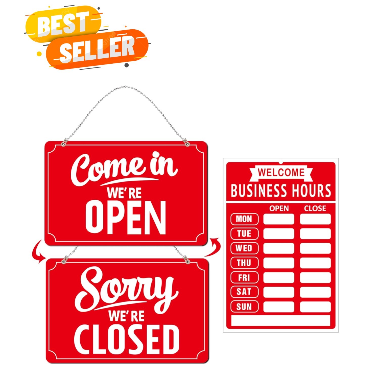 Open Closed Signs Business Hours Sign Set for Window Door Open Signs for Busi…