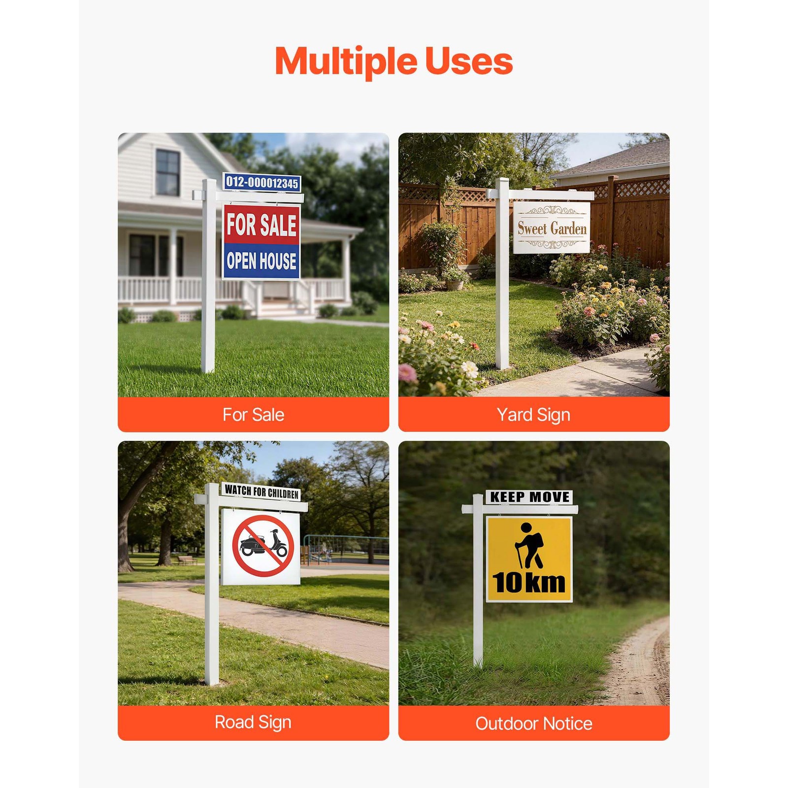 Uimoso 6 ft PVC Real Estate Sign Post for Outdoor Yard Display