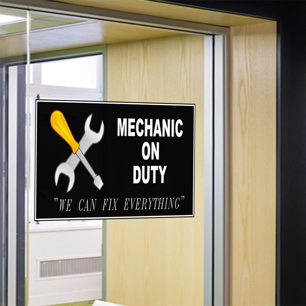 Decal Stickers Mechanic on Duty Black Car Vinyl Store Sign Label Automotive