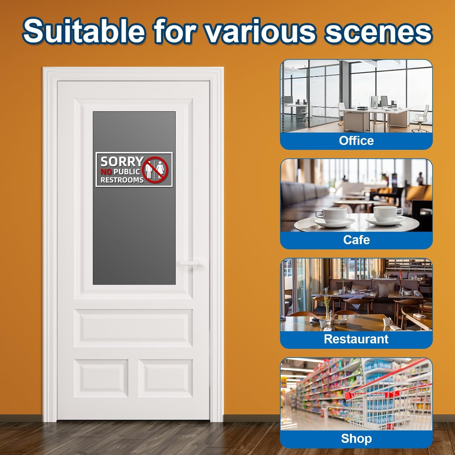 6pcs No Public Restroom Signs, 8.66×3.94 Inch Waterproof Restroom Signs for Busi
