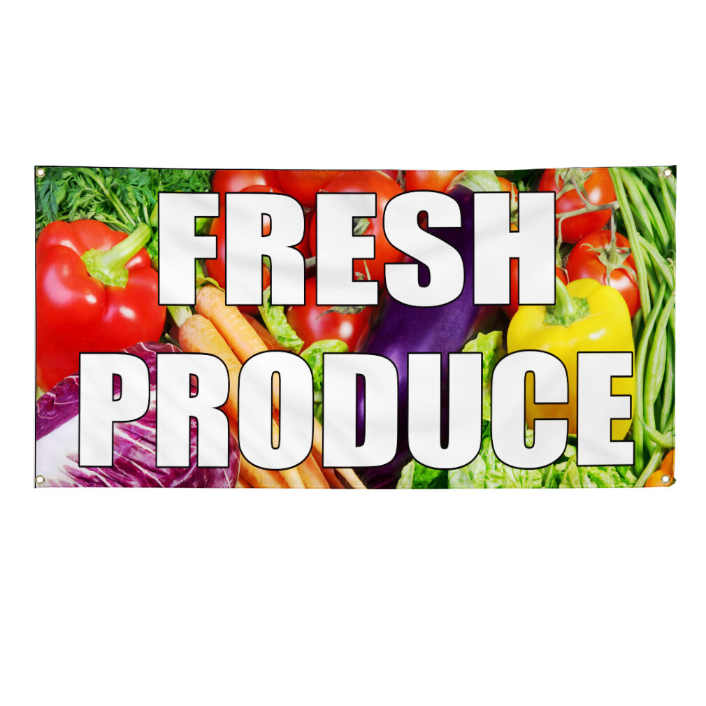 Vinyl Banner Multiple Sizes Fresh Produce Farmer’s Market Food Fair Business