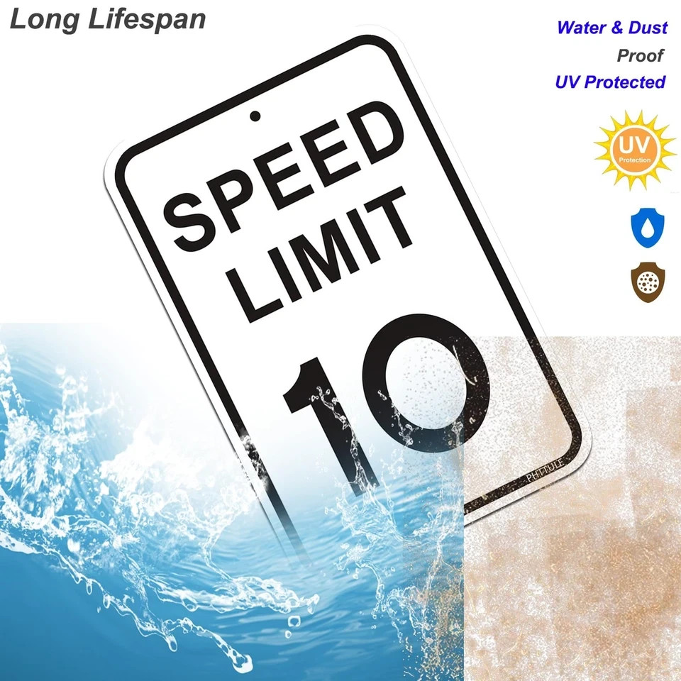 Speed Limit 10 MPH Sign 12 x 18 inches Slow Down Sign Reflective 40Mil Alumin