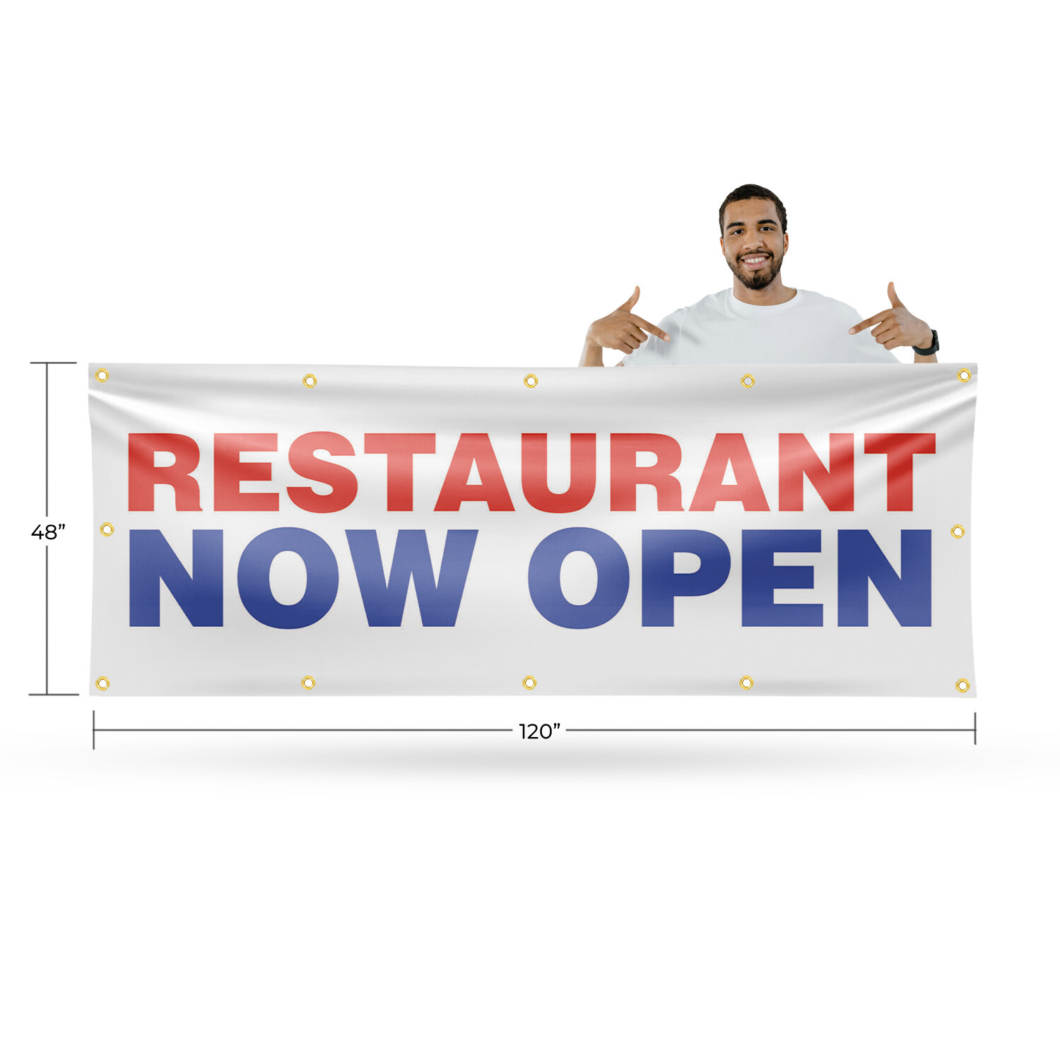 Restaurant Now Open Vinyl Banner Sign with Metal Grommets Heavy-Duty