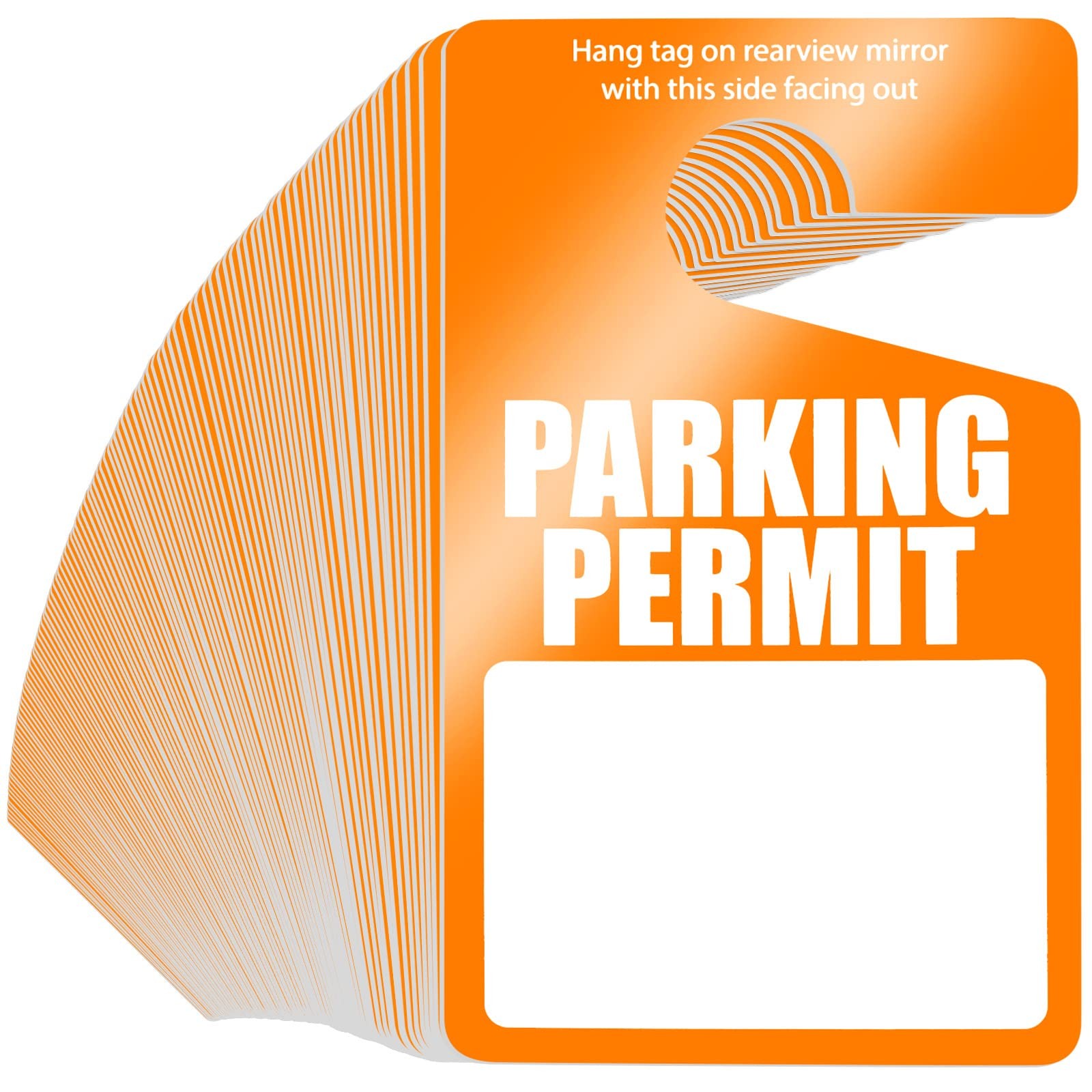 100 Pack Parking Permit Hang Tags Plastic 2.99 x 5 inch, Orange