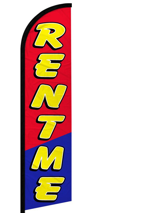 RENT ME – Windless Swooper Feather Flag 2.5×11.5 ft Tall Banner Sign rf