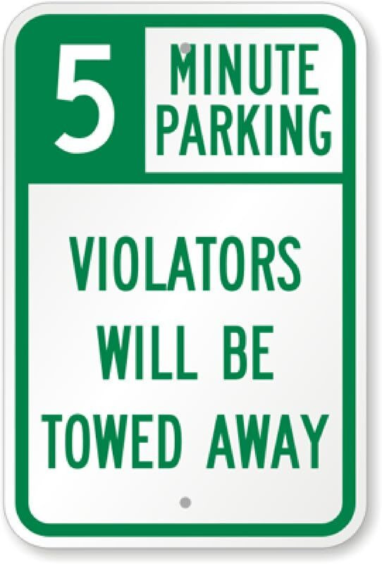 Parking Towed Sign Aluminum Weatherproof 8×12 5 Minute Outdoor Durable