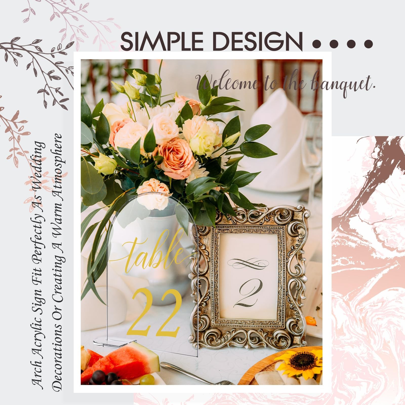 30 Sets Arch Acrylic Sign Gold Printed 1-30 Table Signs with Stands Calligrap…