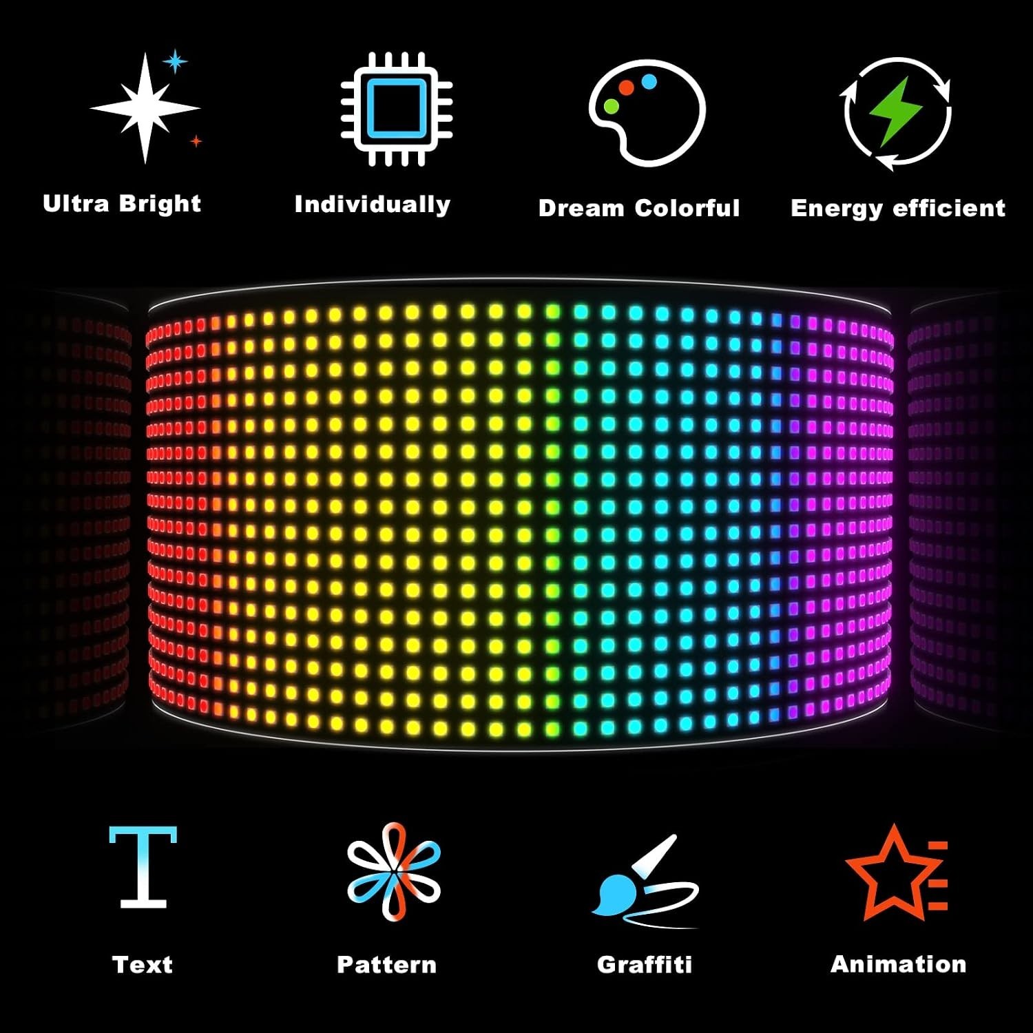 Programmable 15”x4” LED Display Sign – Vibrant Colors, App Control Included