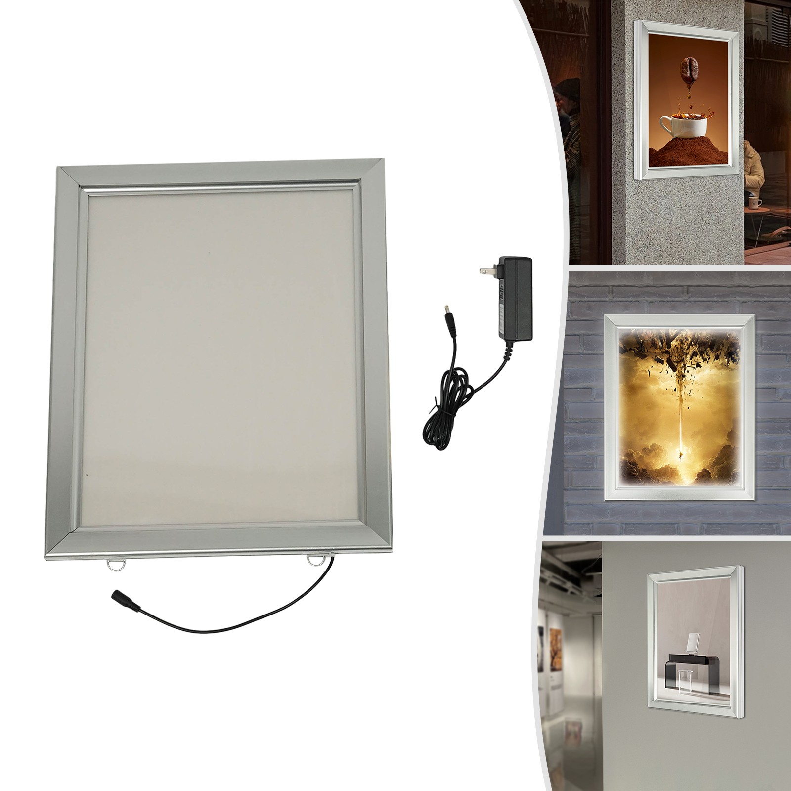 LED Poster Frame Wall Mount 18W Corded Advertising Sign Holder Aluminum Acrylic