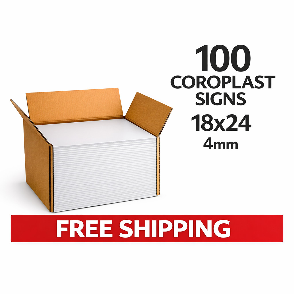 🔥 100 Blank 18×24 Coroplast Signs – 4mm Thick – FAST FREE DELIVERY! 🔥