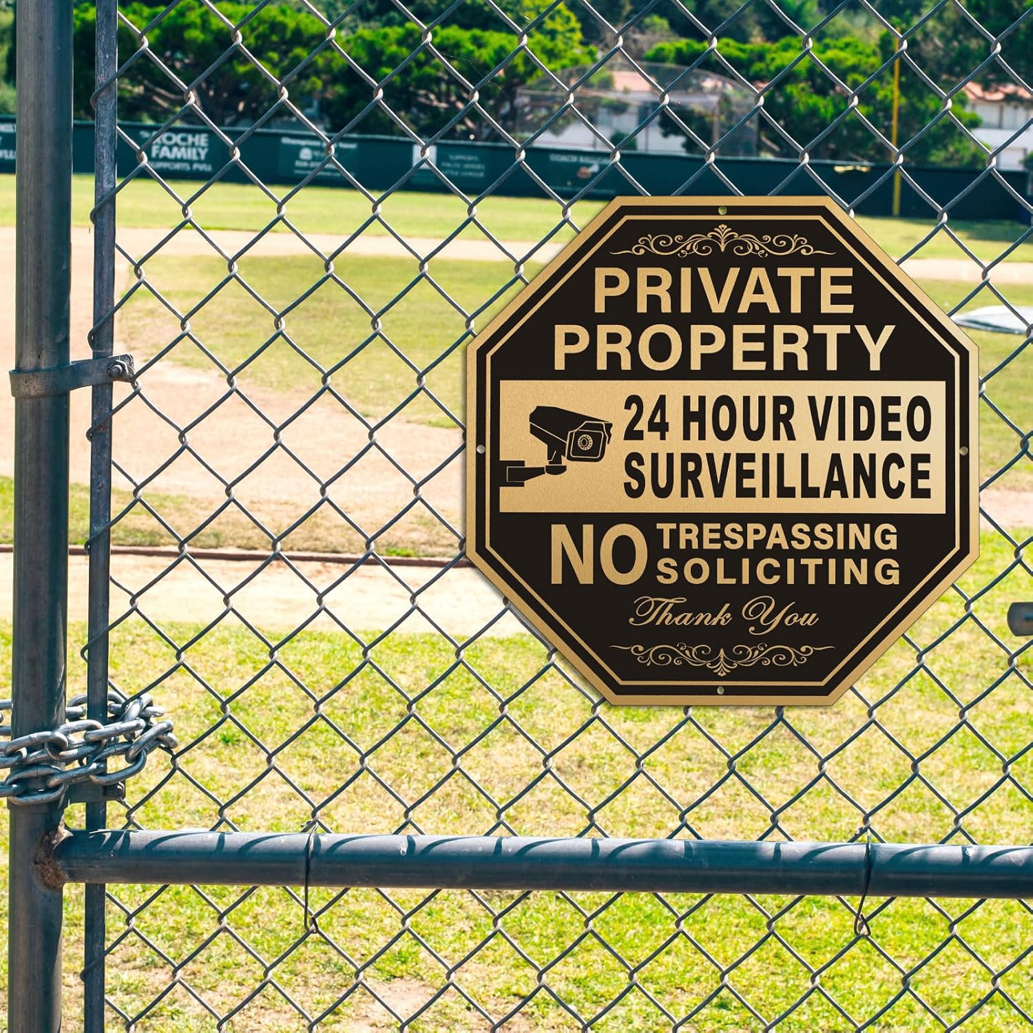 Elegant No Trespassing Signs Private Property Video Surveillance Aluminum 2 Pack