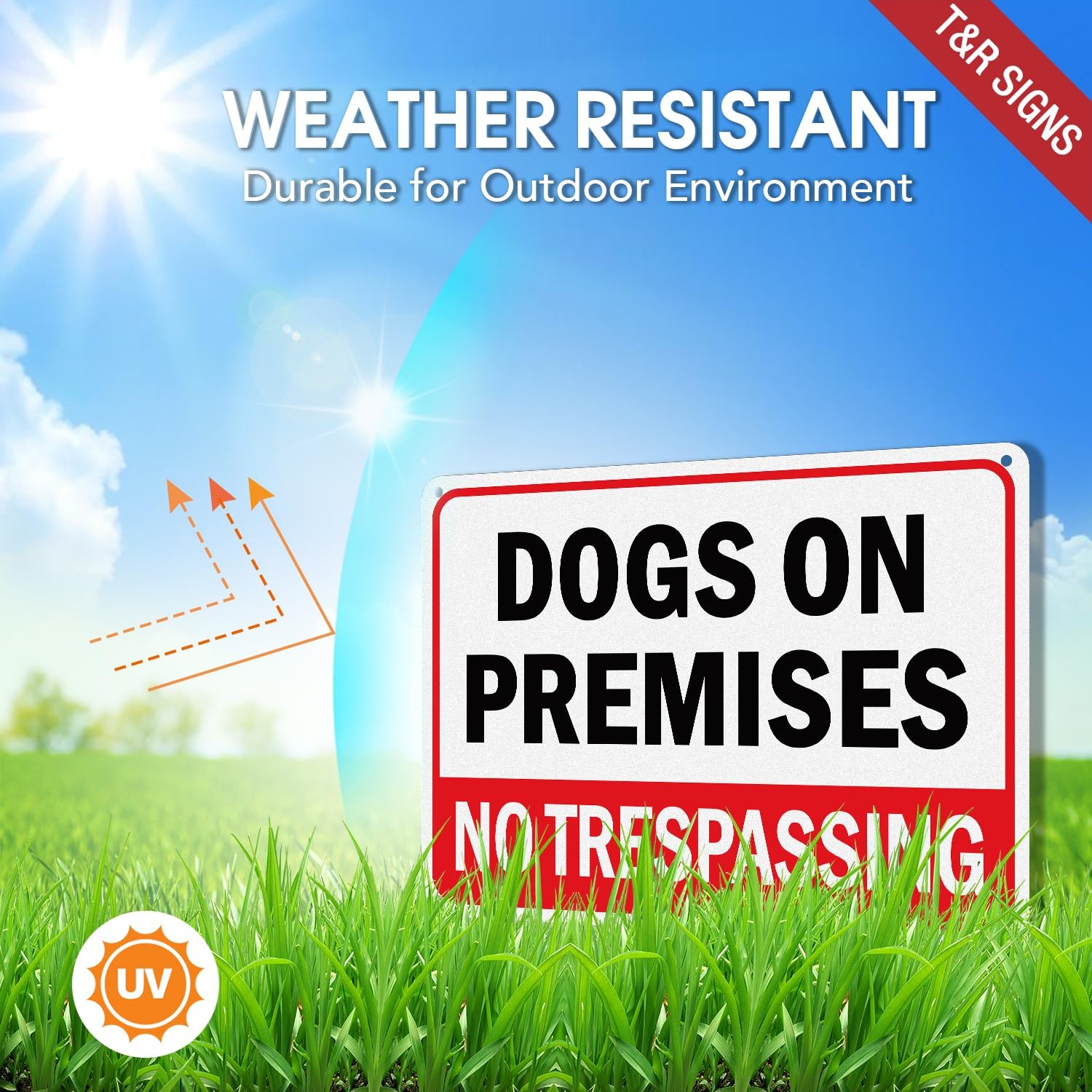 2 Pack Dogs On Premises Sign, No Trespassing Sign, 10 x 7 Inches .040 Aluminum R