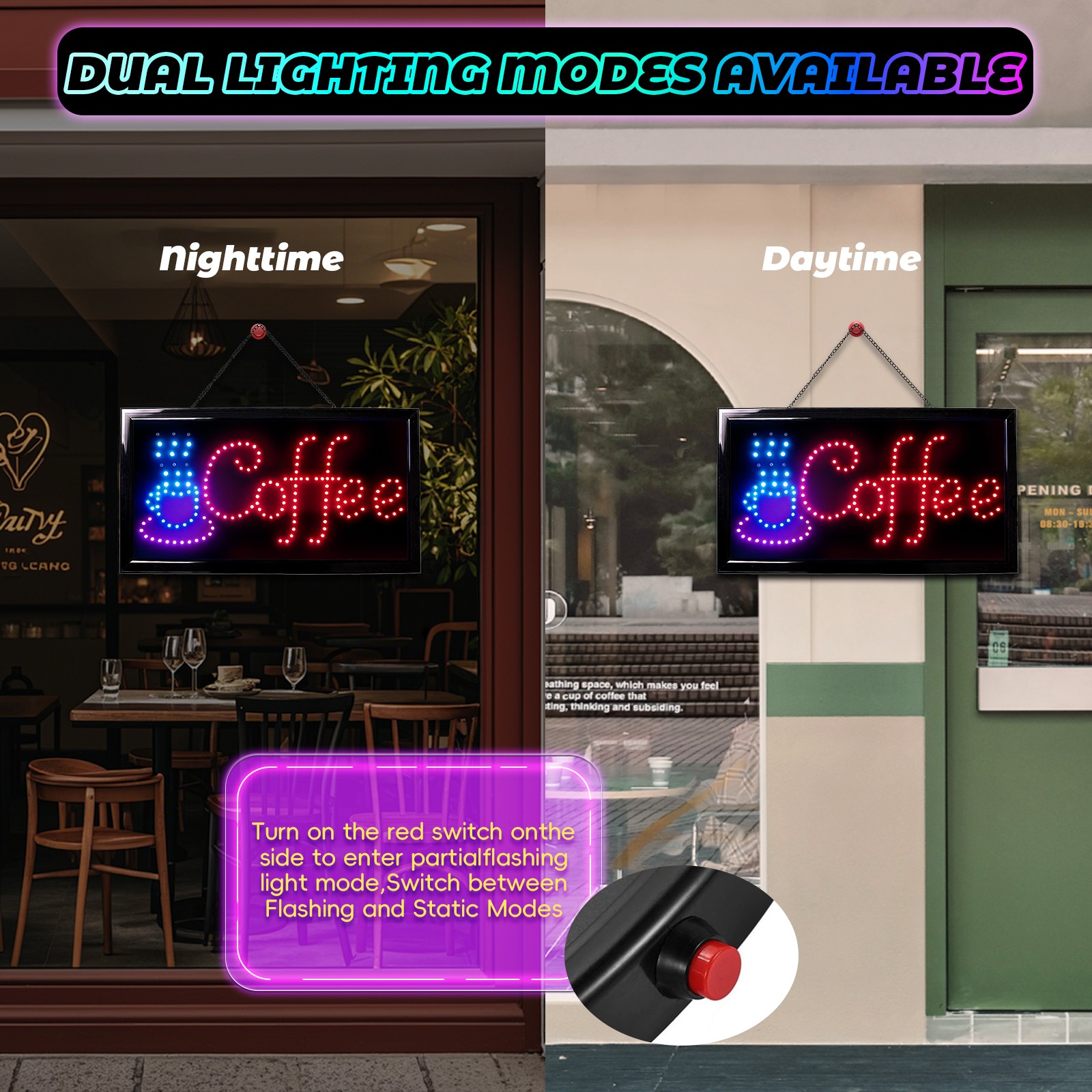 19″ x 10″ LED Neon Ultra Bright Light Business Display for Restaurant Store Shop