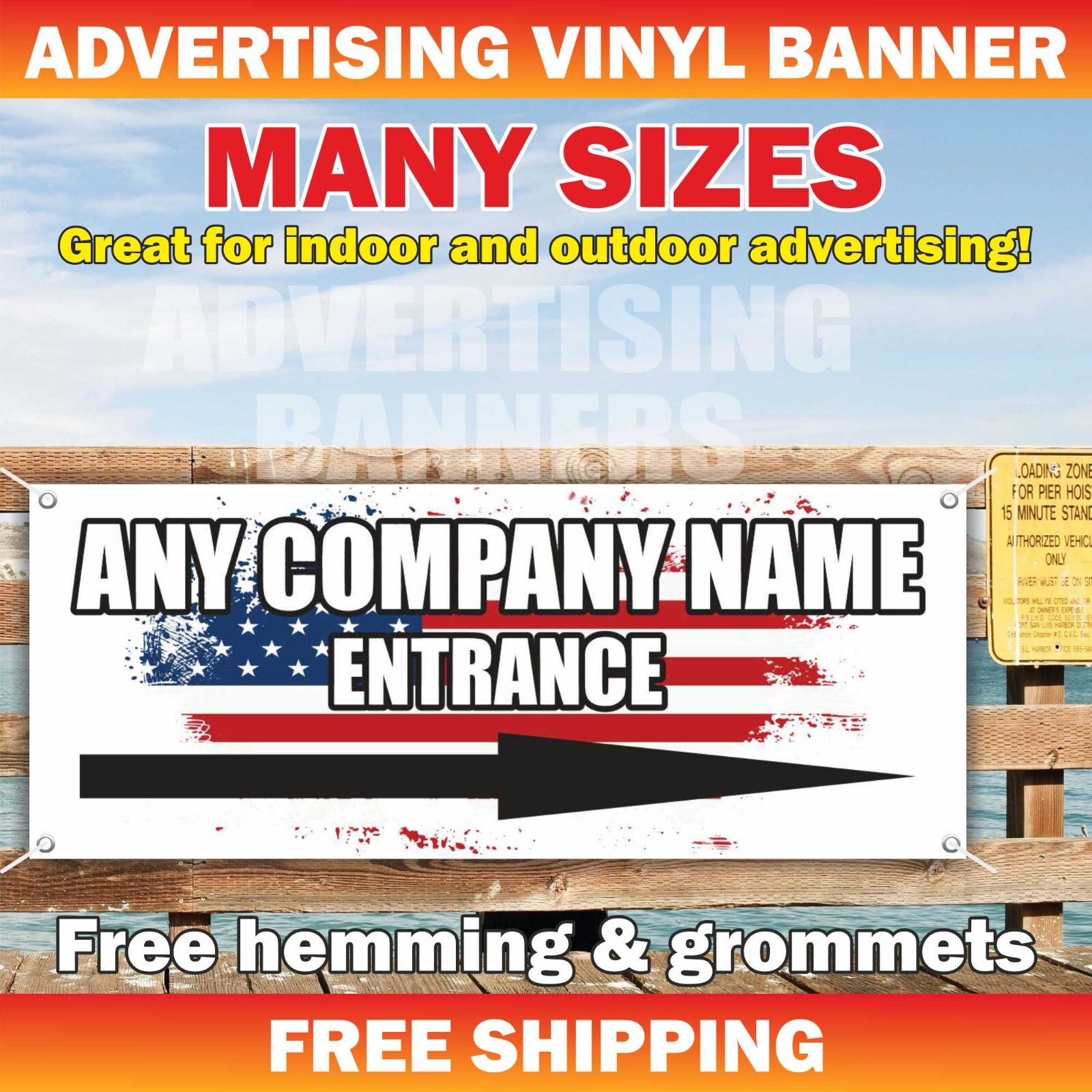 ANY COMPANY NAME ENTRANCE Advertising Banner Vinyl Sign Now Open Business Name