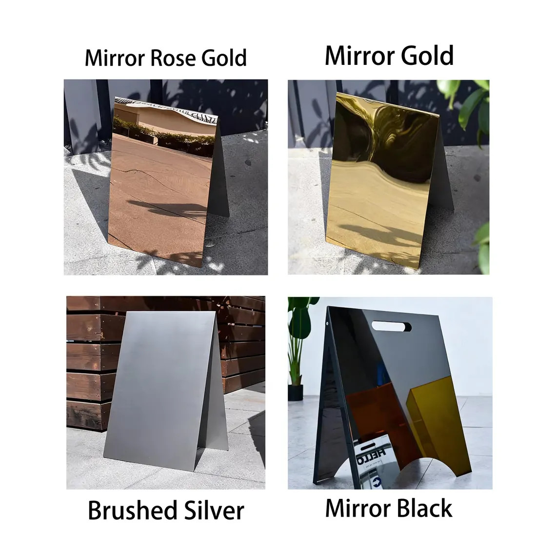 Custom Premium A-Frame Sign Mirror Stainless Steel Store Front Sign Pavement