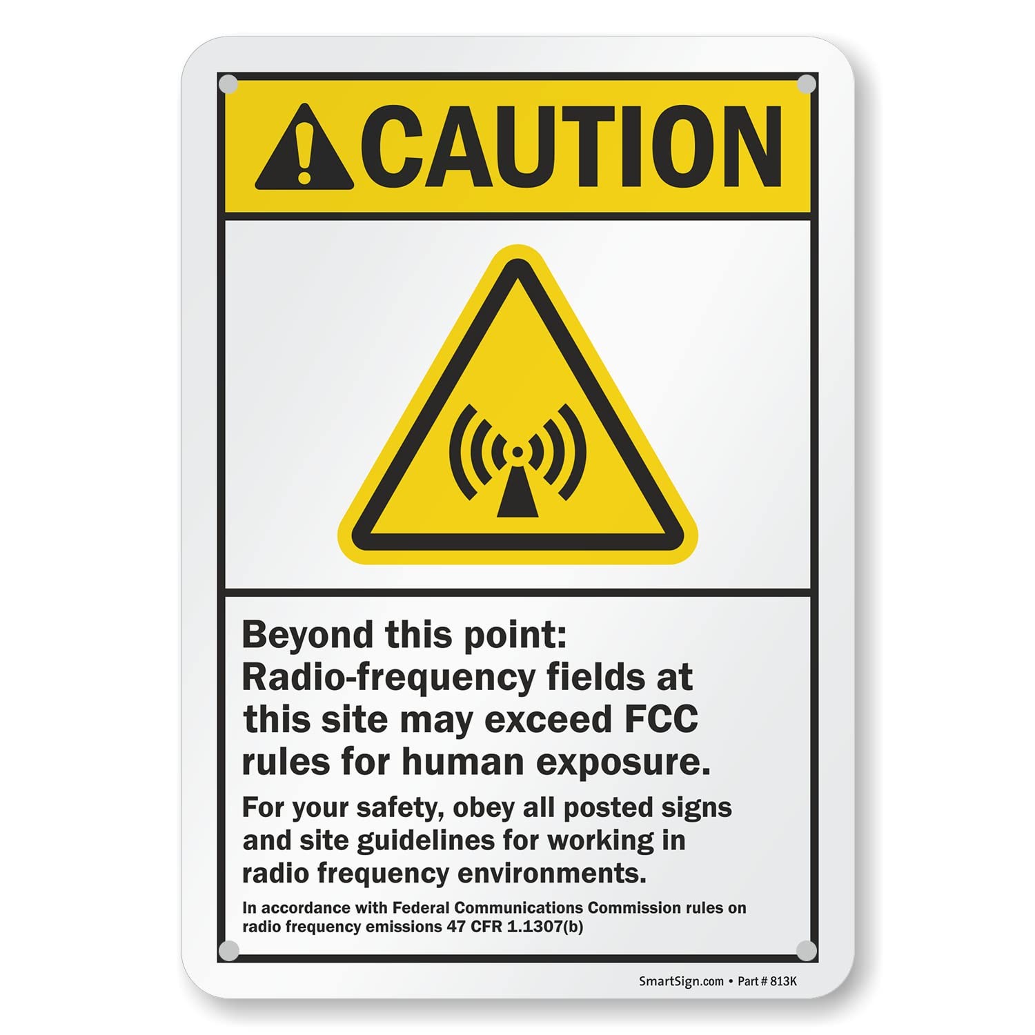 10×7 Inch Caution RadioFrequency Exceed FCC Rules ANSI Metal Sign 40 mil