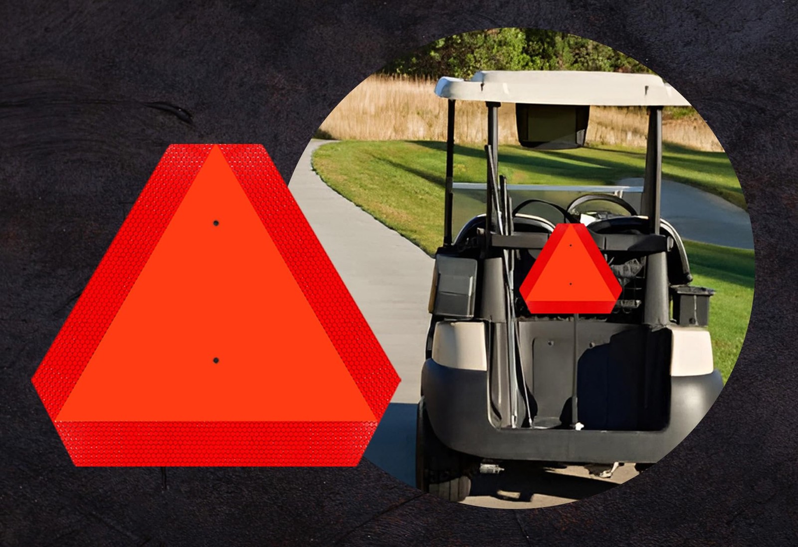 Slow Moving Vehicle Sign 14×16 Aluminum Reflective Triangle Golf Cart UTV Safety