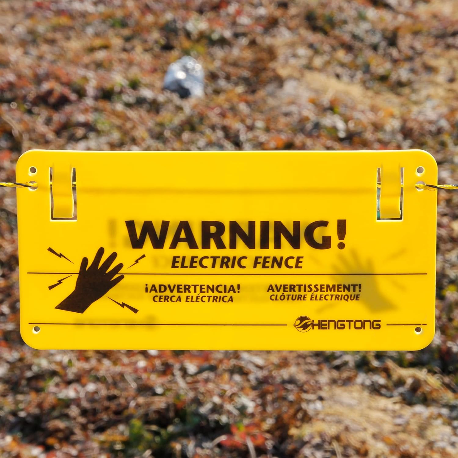 Plastic Electric Fence Warning Signs – 4 Pcs Yellow, 9.5 X 4.7 Inch, No Touching