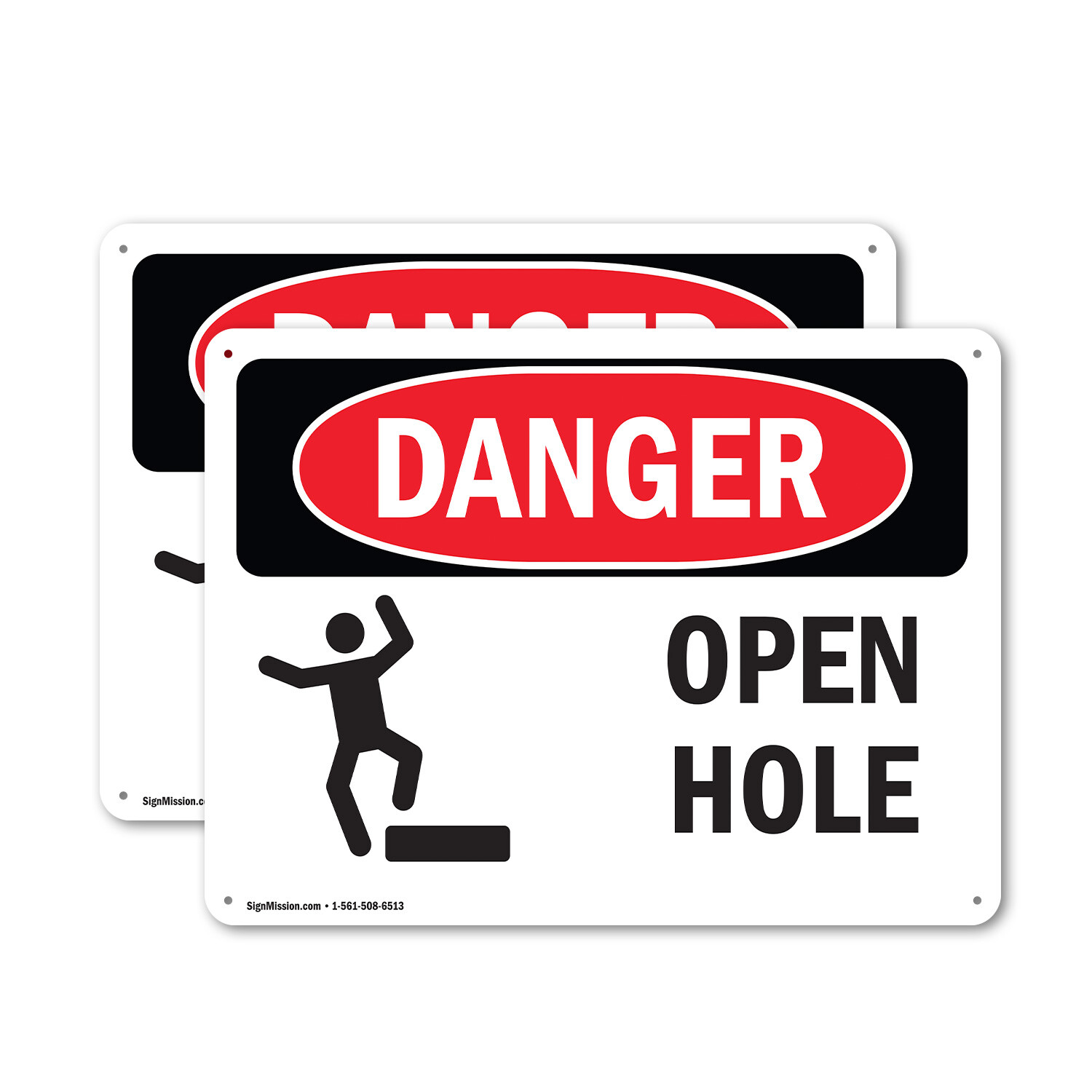 (2 Pack) Open Hole OSHA Danger Sign Decal Metal Plastic