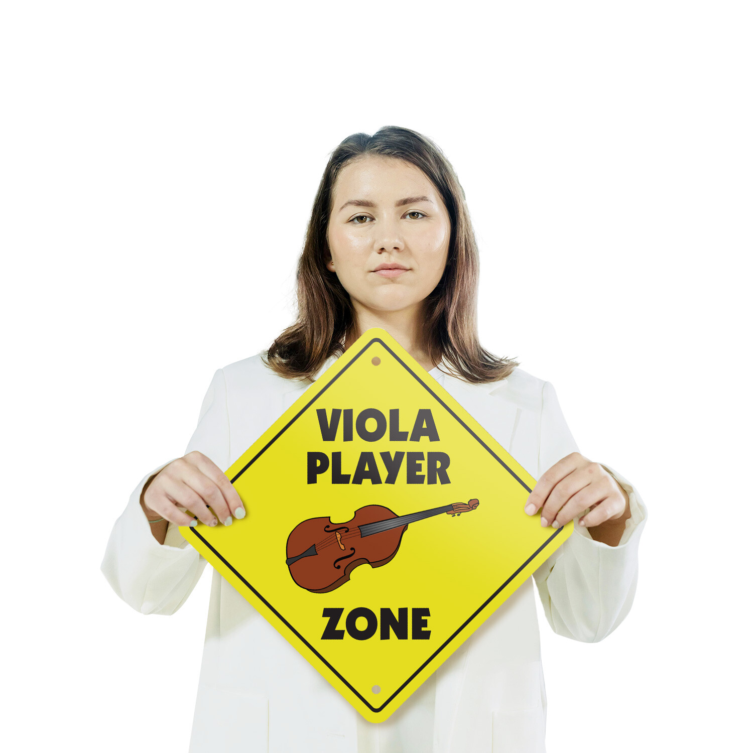Viola Player (3 Pack) Plastic Street Sign Crossing Warning Vintage Rustic Beware