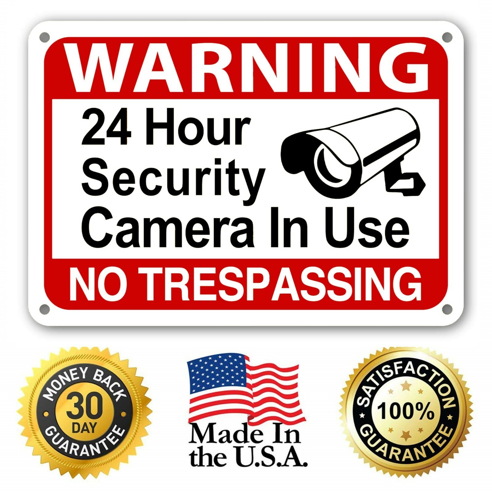 Warning 24 Hour Surveillance Signs Home Security Signs No Trespassing cctv sign