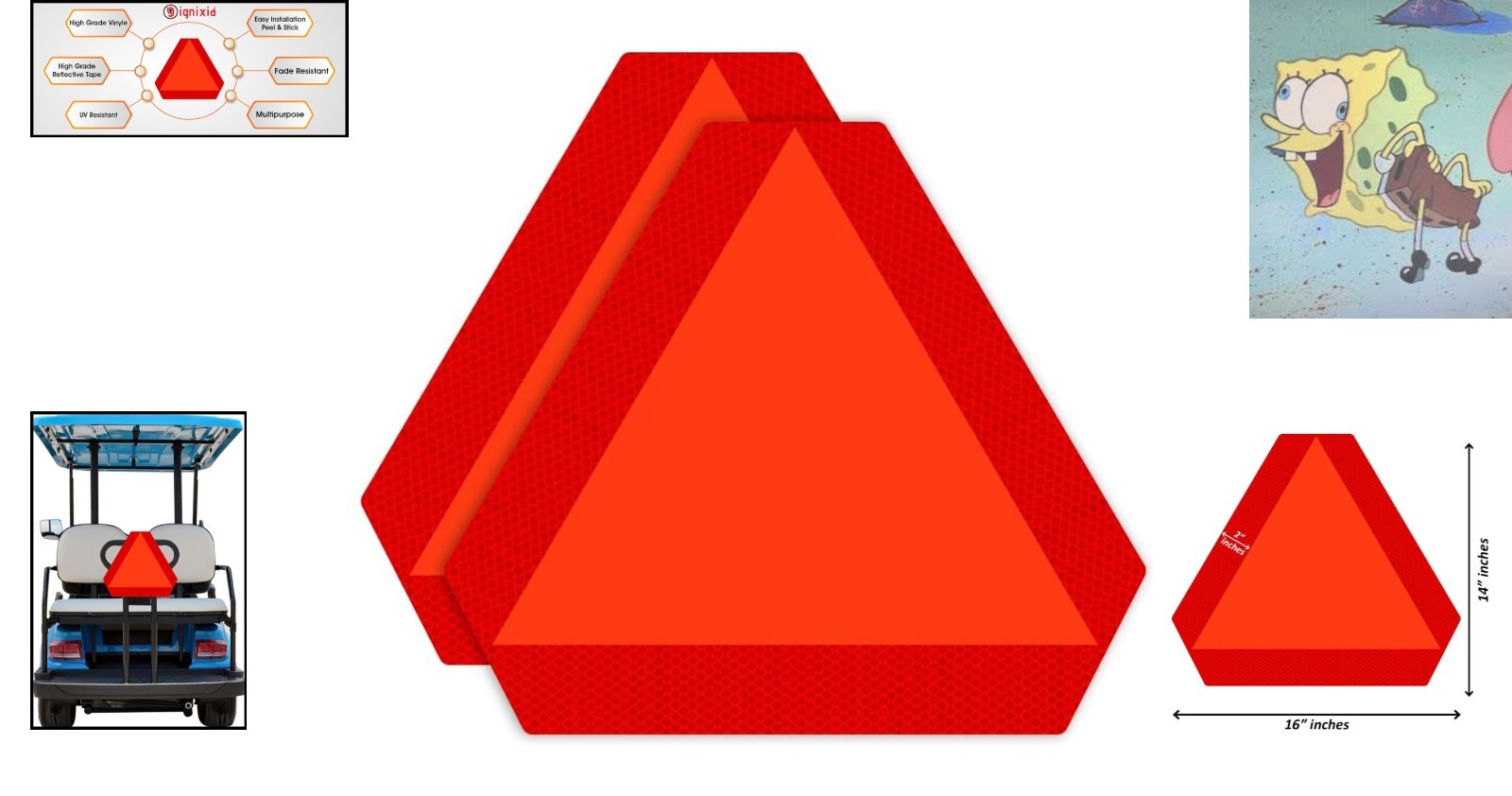 T R Metal Slow Moving Vehicle Sign 14 in x 16 in 2‑Pack Reflective
