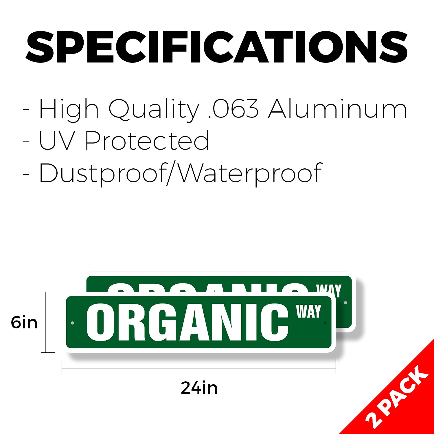 ORGANIC Street Sign (2 Pack) health food organically grown vegetarian